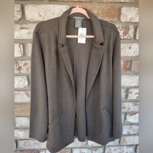 Matty M. NWT Women's Pebble Brown Open Boyfriend Stretch Knit Blazer Jacket XL